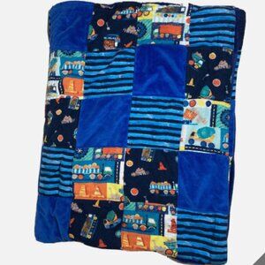Kids 3lb Weighted Blanket – Blue Trucks, Dual-Sided Minky Fleece, Soft & Cozy